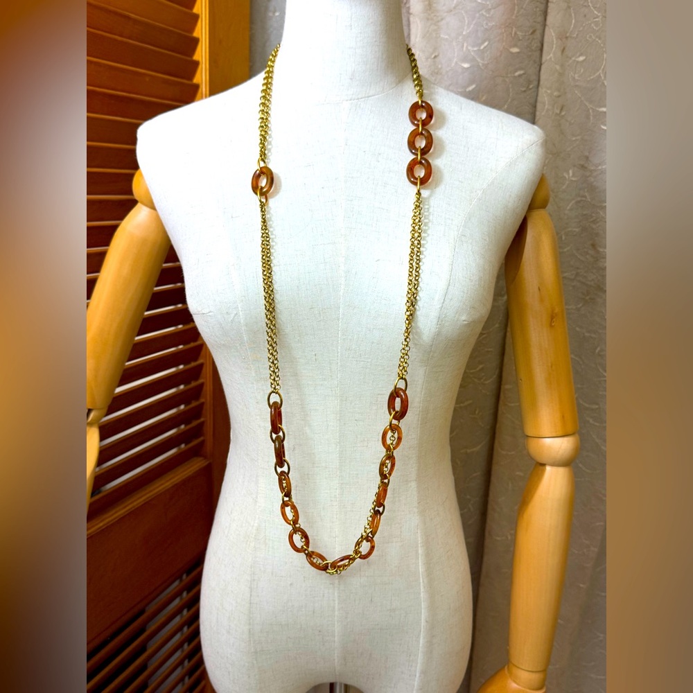 Elaine Turner Gold and Brown Statement Necklace